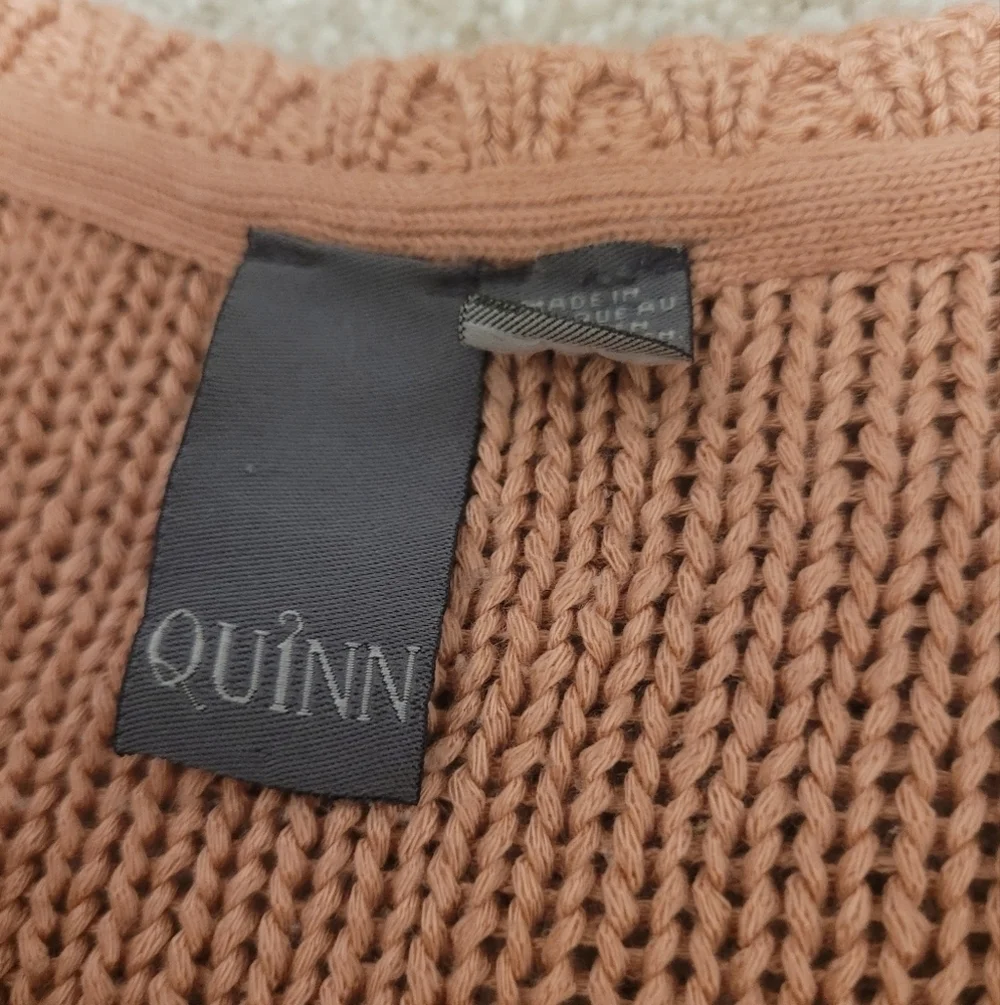 Quinn Women's Peach Knit Crochet Sweater Size Medium